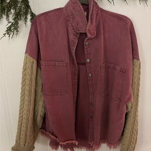 POL red wash’s Jean Jacket with Knit Accents